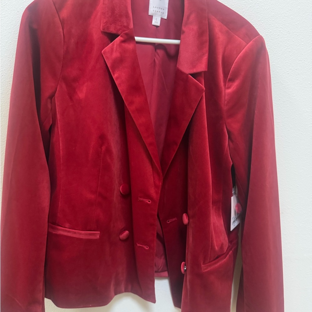 LC Lauren Conrad Rich Red Velvet Blazer